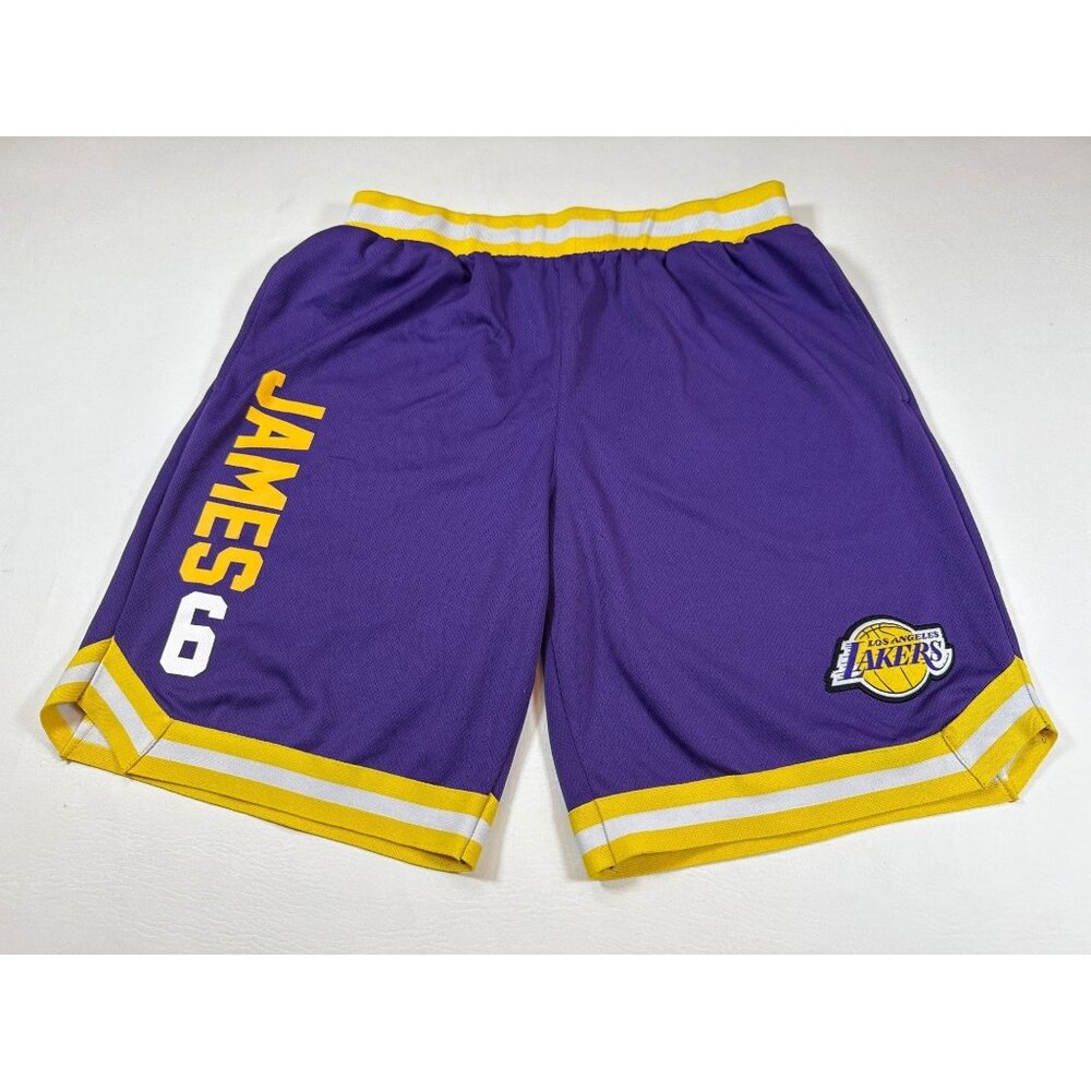 Los Angeles Lakers Purple & Yellow NBA Shorts XL James 6 Logo (II364)